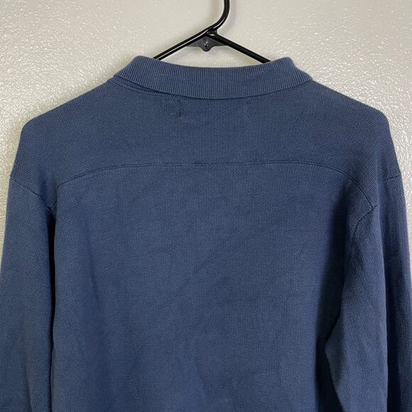 Propaganda Agency Cardigan Sweater Mens XL Blue Check Button Up Pima Cotton - Picture 7 of 10